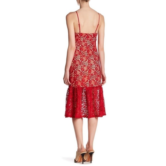 NEW Romeo Juliet Couture V-Neck Lace Fit & Flare Dress Medium - Picture 2 of 11